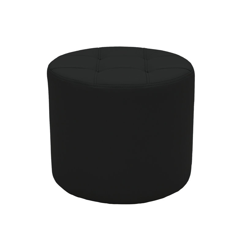 Faux Leather Ottoman, Black Faux Leather