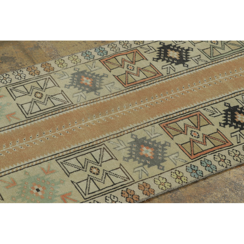 Vintage One-of-a-Kind 2'4x9' Hand Knotted Area Rug