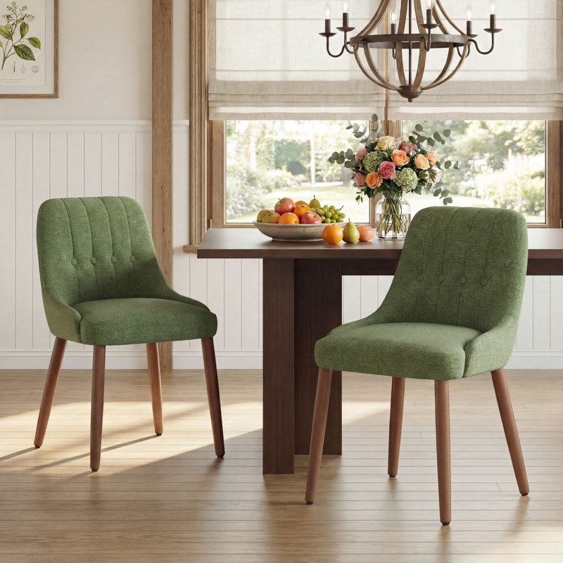 49 cm H Upholstered Fabric Dining Chair, Green
