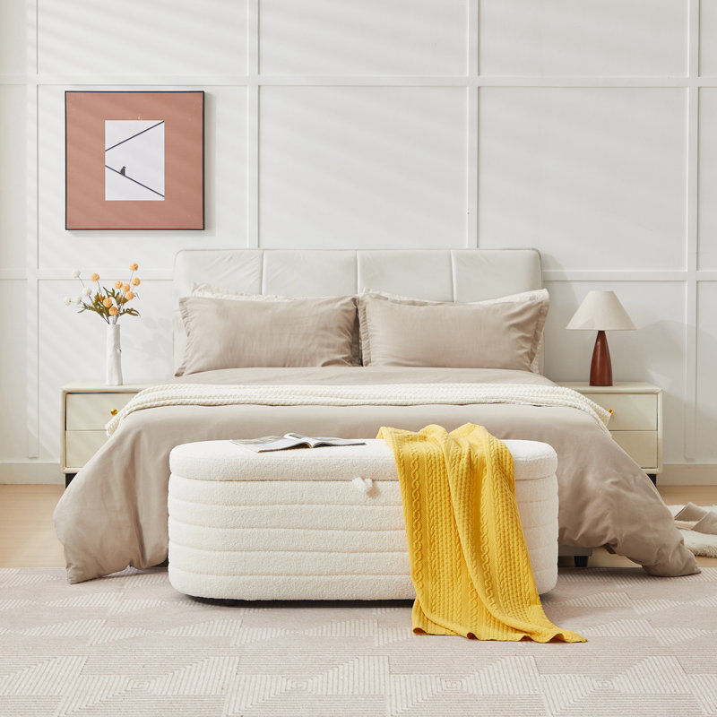 Skandar 45" Storage Ottoman Bench for End of Bed, White