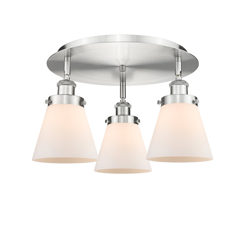 Plafonnier encastré 3 lumières Cone, Blanc mat, Nickel satiné