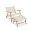 Chaise longue de patio en bois massif avec repose-pieds-265264575