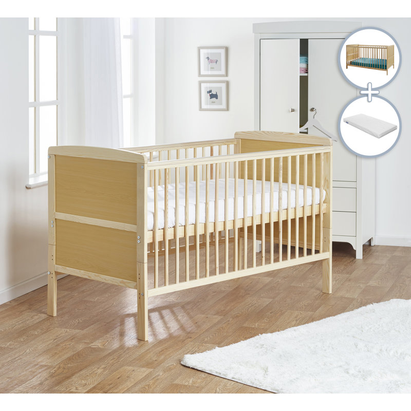2 Cot Bed Bundle with Mattress, Natural