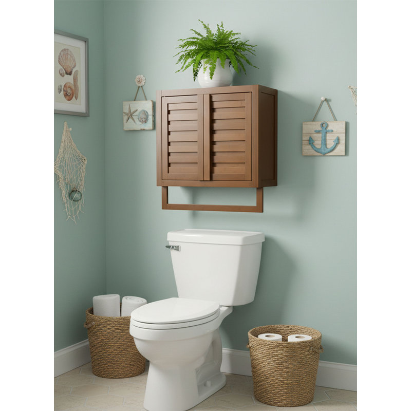 Armoire de salle de bain murale en bois massif l 20,5 po x H 22,4 po x P 8,5 po Mitch, Brun mat