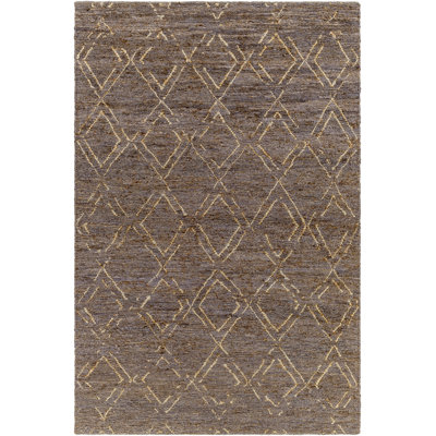 Tapis brun en jute tissé à la main Pembreley