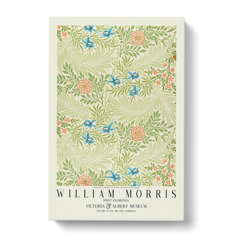 Larkspur Pattern with Border by William Morris - Wrapped Canvas Painting, 50cm H x 35cm W x 3cm D