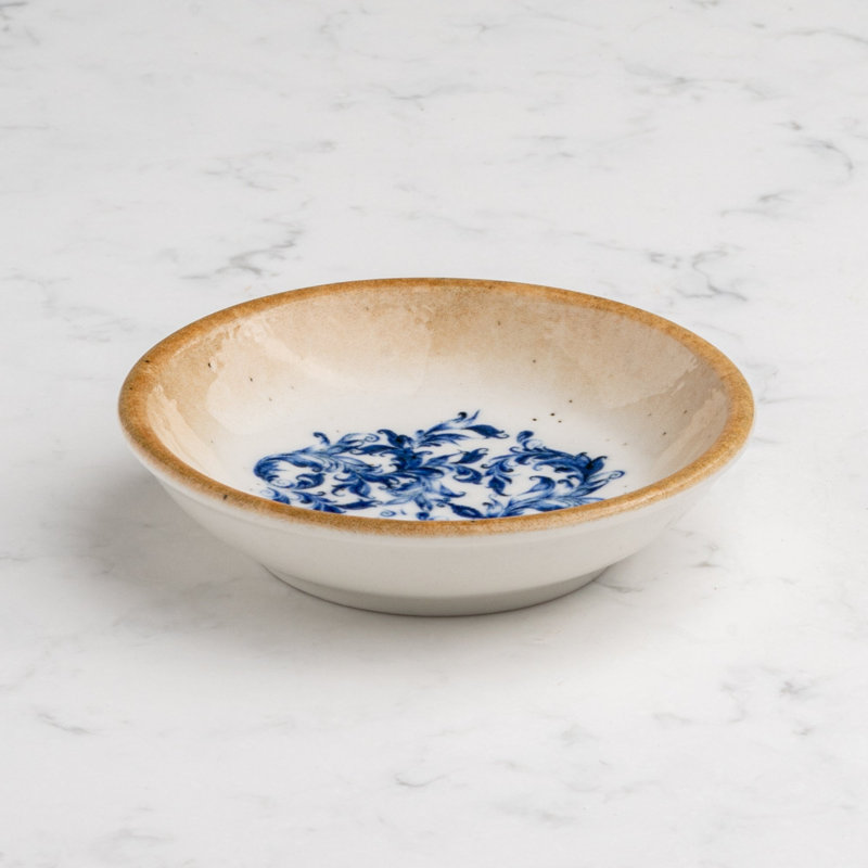 Assiette ronde miniature creuse en porcelaine de qualité supérieure Cruise-Amalfi, 3.7x3.7x0.94"