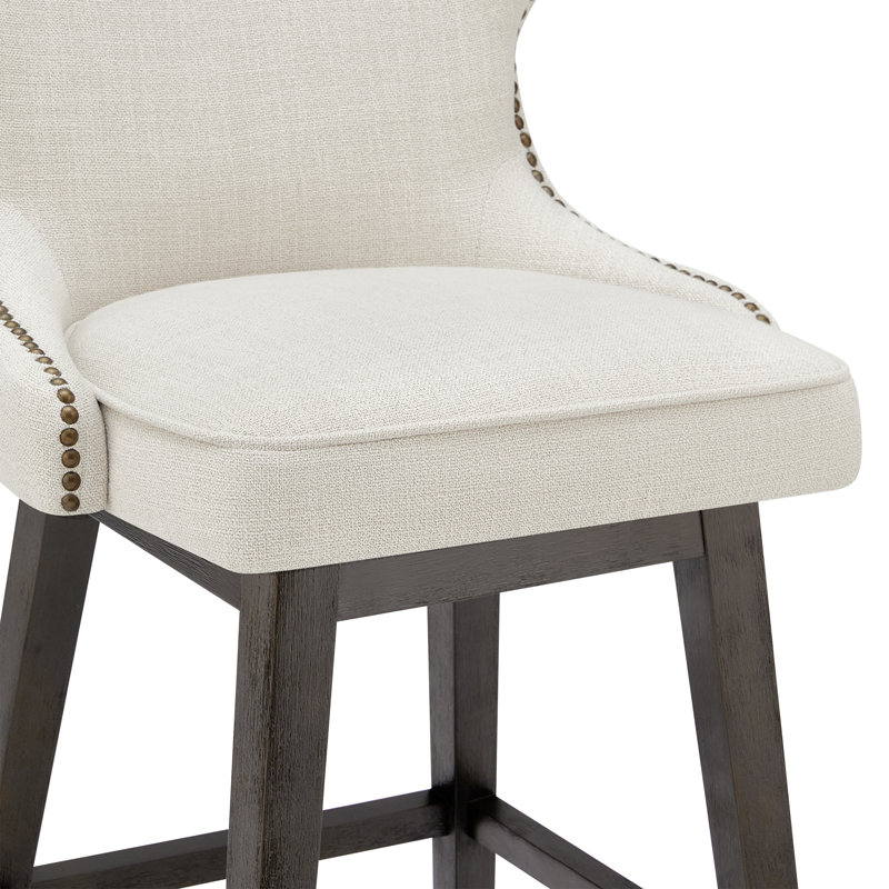 Tabouret de bar et de comptoir pivotant Caraline (ensemble de 2), Blanc, Tabouret de bar (siège d'une hauteur de 30 po)
