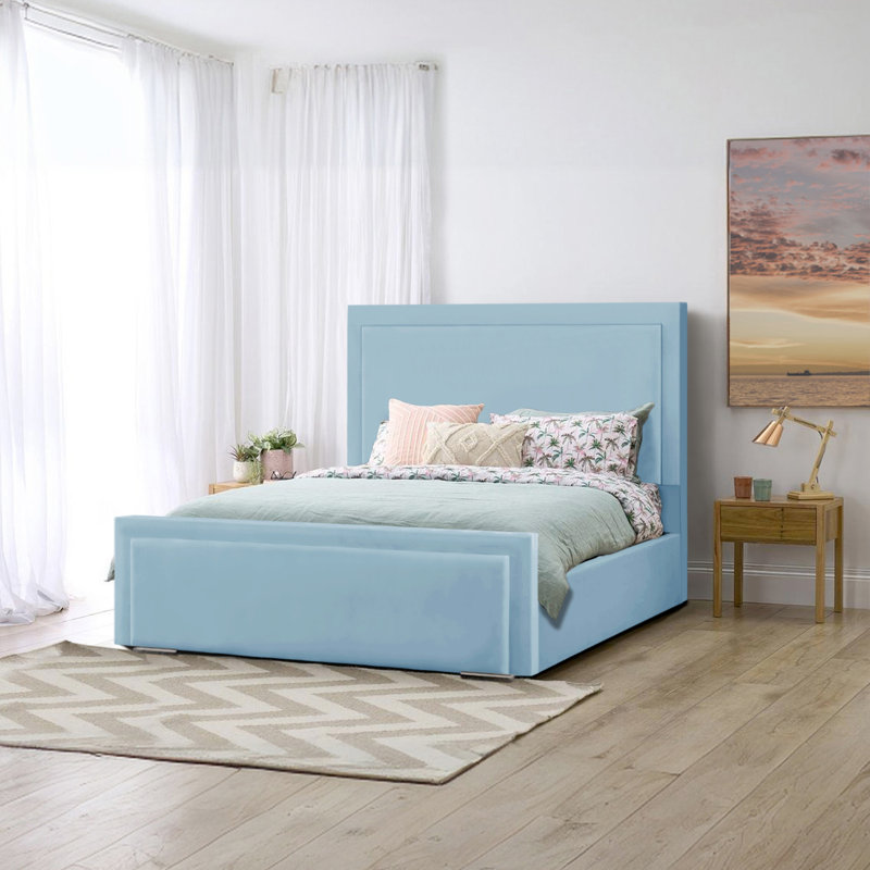 Abhipsa Upholstered Bed, Double (4'6), Sky Blue