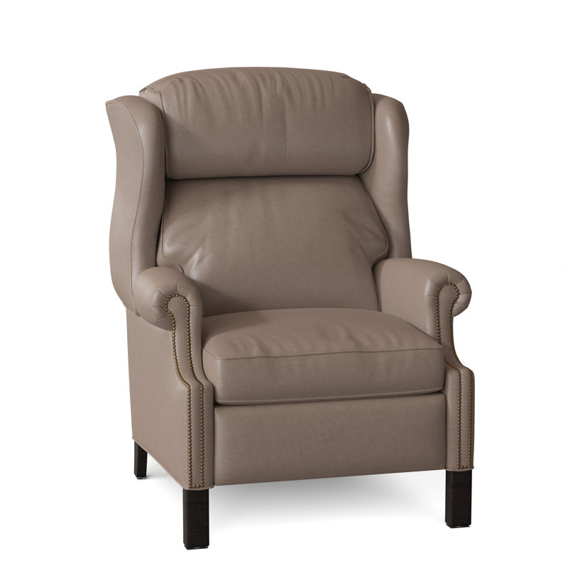 Chippendale Recliner, Outsider Raven Genuine Leather, Cobblestone, #9 French Natural