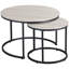 Ensemble de 2 tables basses gigognes rondes empilables avec structure en métal, gris pour le salon | Idée de cadeau