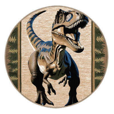 Machine Washable Dinosaurs Beige Area Rug