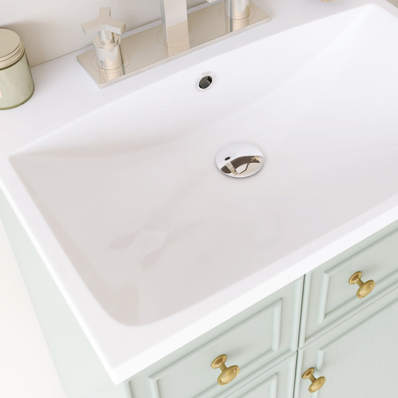 Meuble-lavabo simple autoportant 24 po avec plateau intégré en céramique blanche 24 po, Green