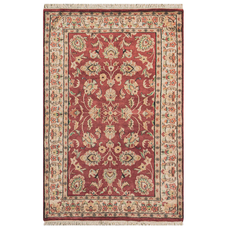 Hand-Knotted High-Quality Rust and Ivory Area Rug