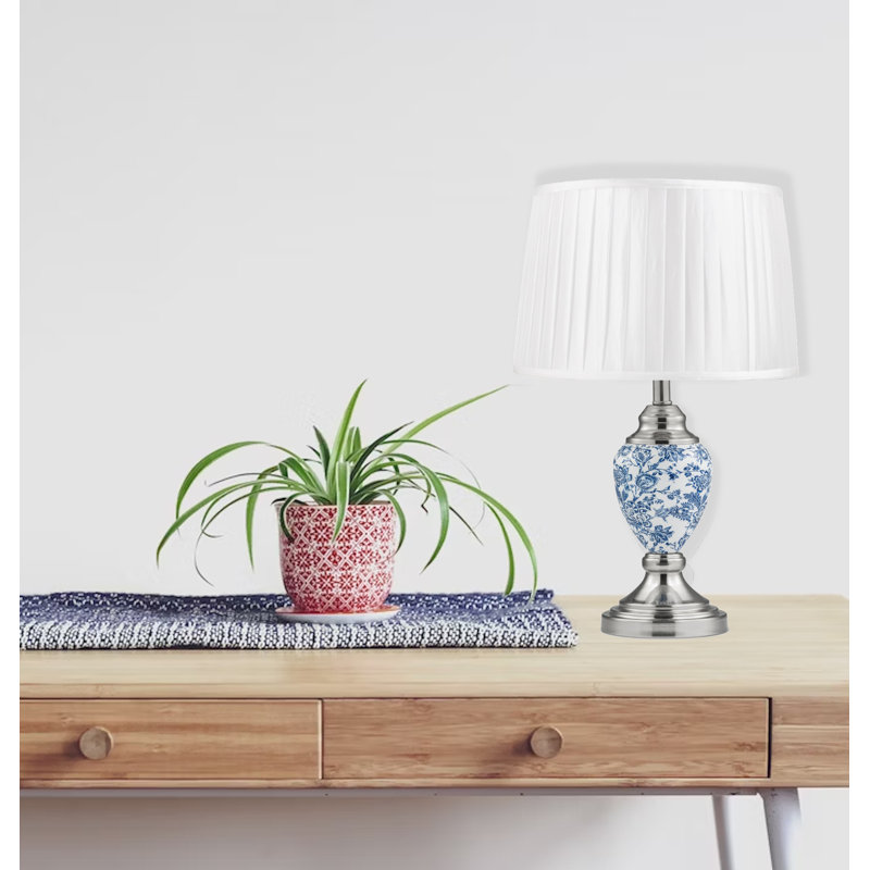Pulcherie 44Cm White/Blue Table Lamp, Silver