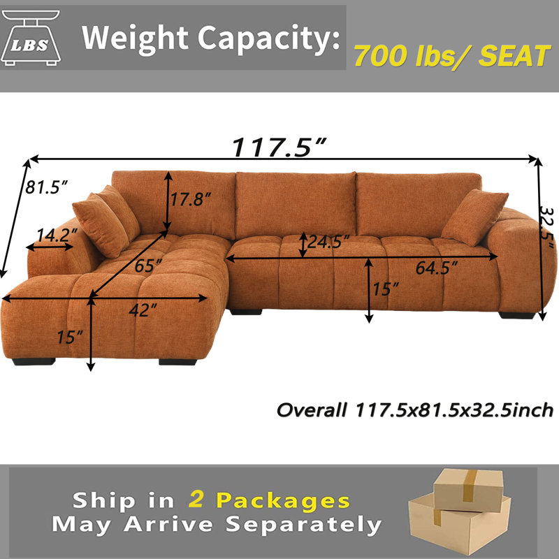 Canapé modulaire Swapan, Accoudoir à gauche (vu de face), Chenille caramel