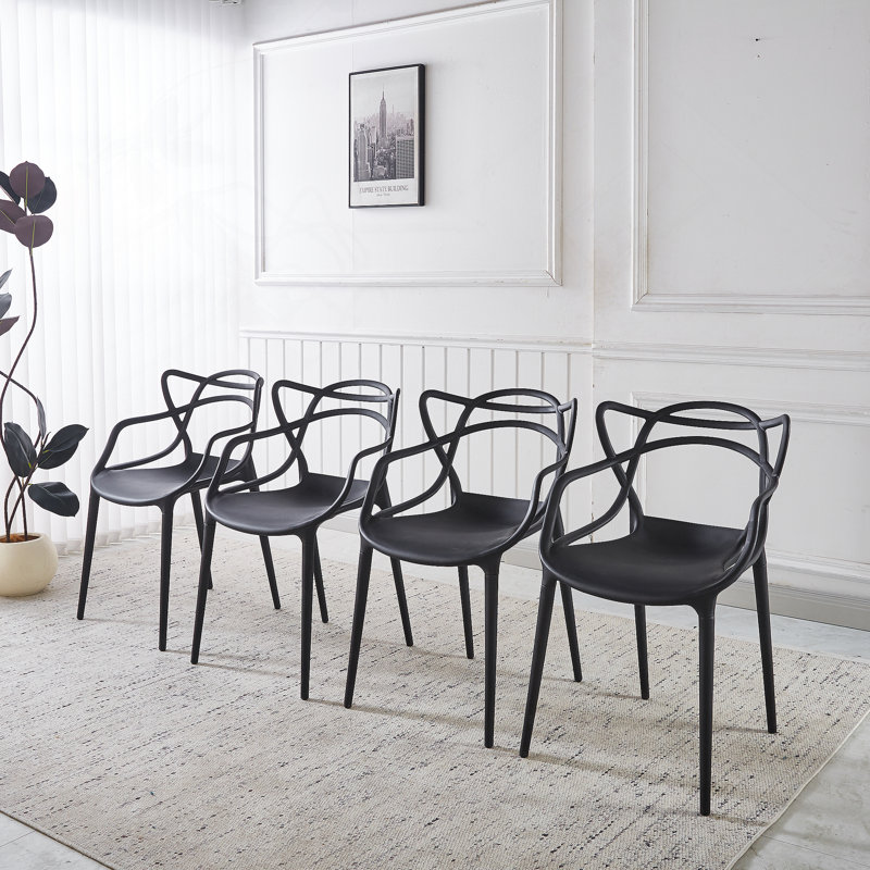 Chaises de salle à manger en plastique - ensemble de 4, Noir