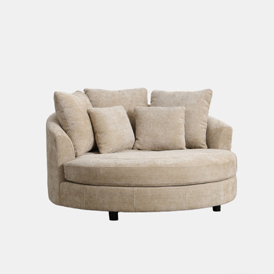 Slipcovered Oversized Round Indoor Chaise Lounge