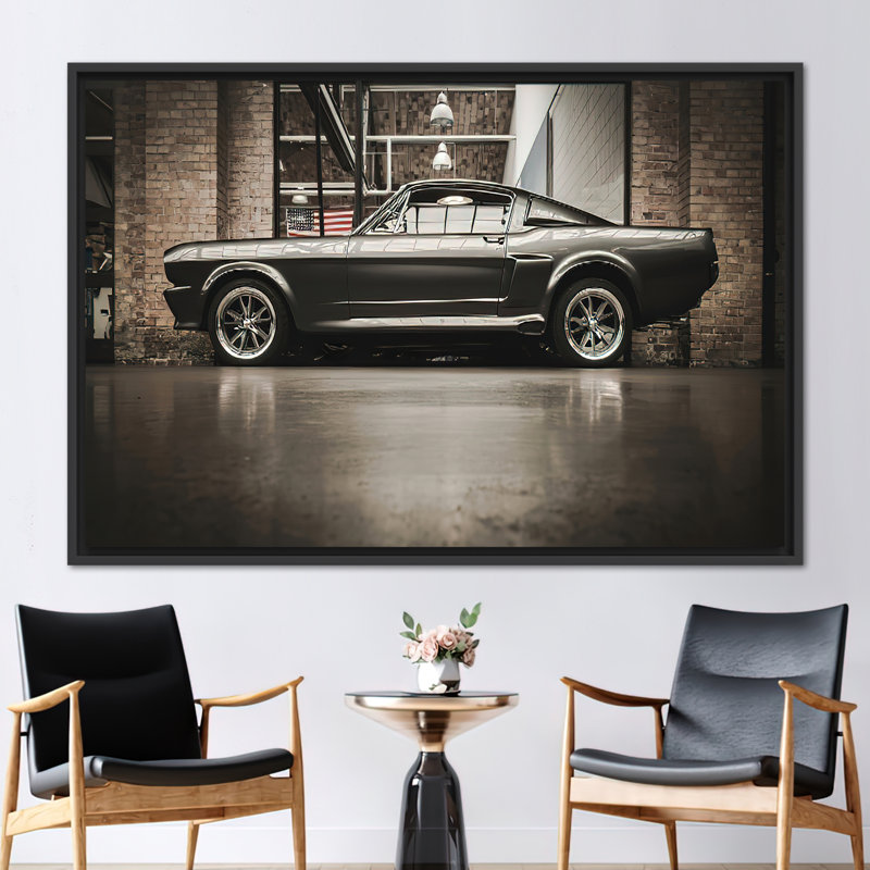 Ford Mustang, impression d'art sur toile, H 30 po x l 41 po, Noir, noir, noir, noir