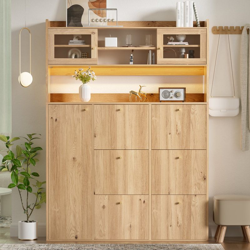 24 Pair Shoe Storage Cabinet, Natural