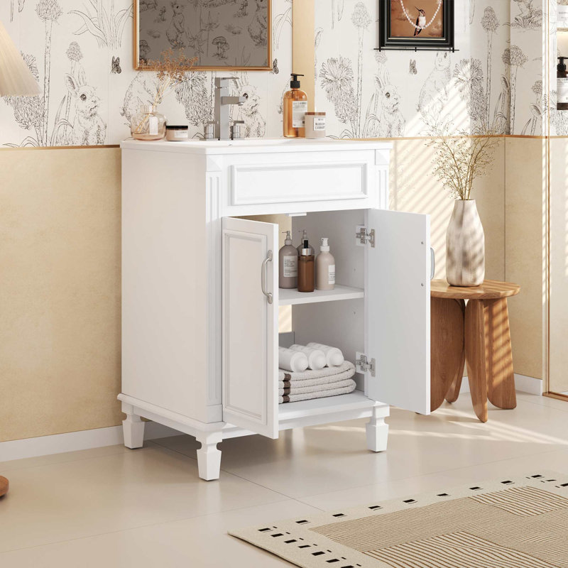 Meuble-lavabo de salle de bain, Blanc