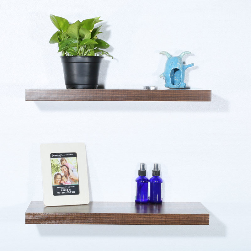 Nesmith 2 Piece Floating Shelf, Antigue Walnut, 1.5" H x 23.62" W x 9.25" D