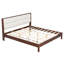 Structure de lit plateforme en bois massif de très grande taille avec tête de lit tapissier en velours beige, espresso, sans sommier tapissier-1745136472-1745136473