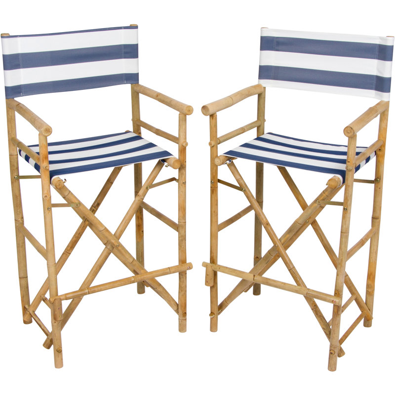 Carsdale Bamboo Outdoor 29'' Bar Stool, Blue