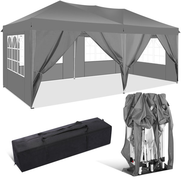 12'x10' Patio Gazebo, Heavy Duty Outdoor Canopy With Mesh Curtains And  Safety Bars, Canopy Tent With Waterproof Double Roof Tops, For Garden