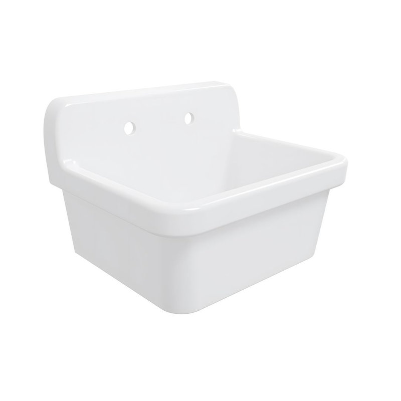 Mason 24" x 19" High-Back Farmhouse Laundry Sink, Vitreous China Wall-Mount Utility Sink