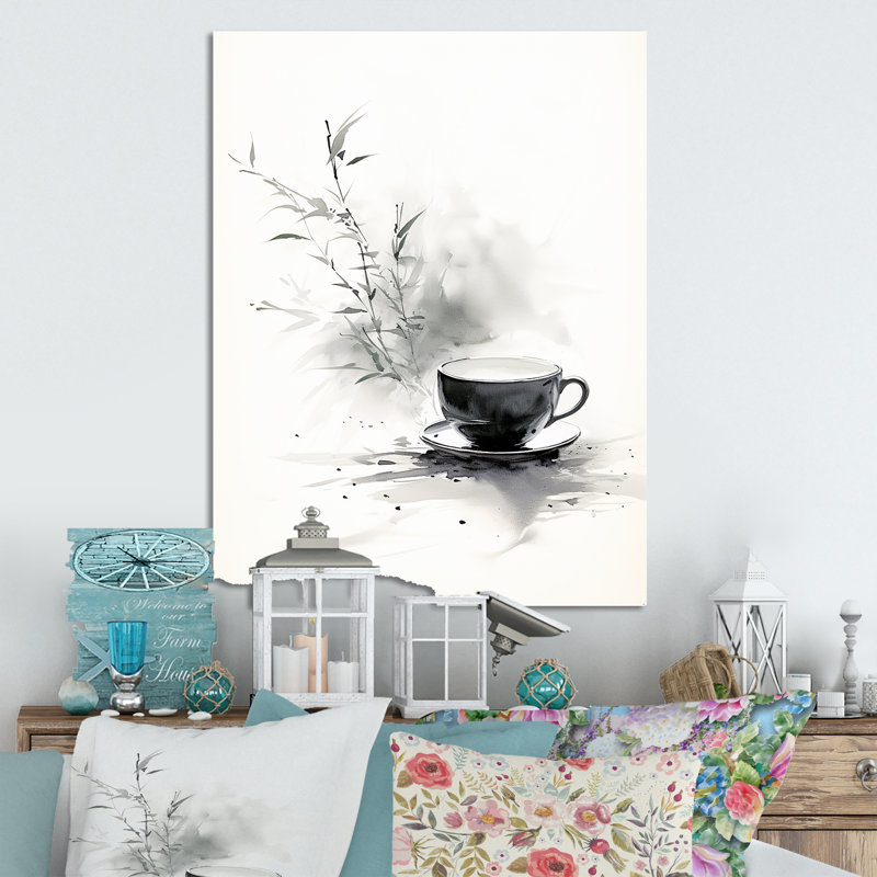 «Chinese Tea Elegance II» - Art mural en métal café et thé, H 32 po x l 16 po x P 1 po