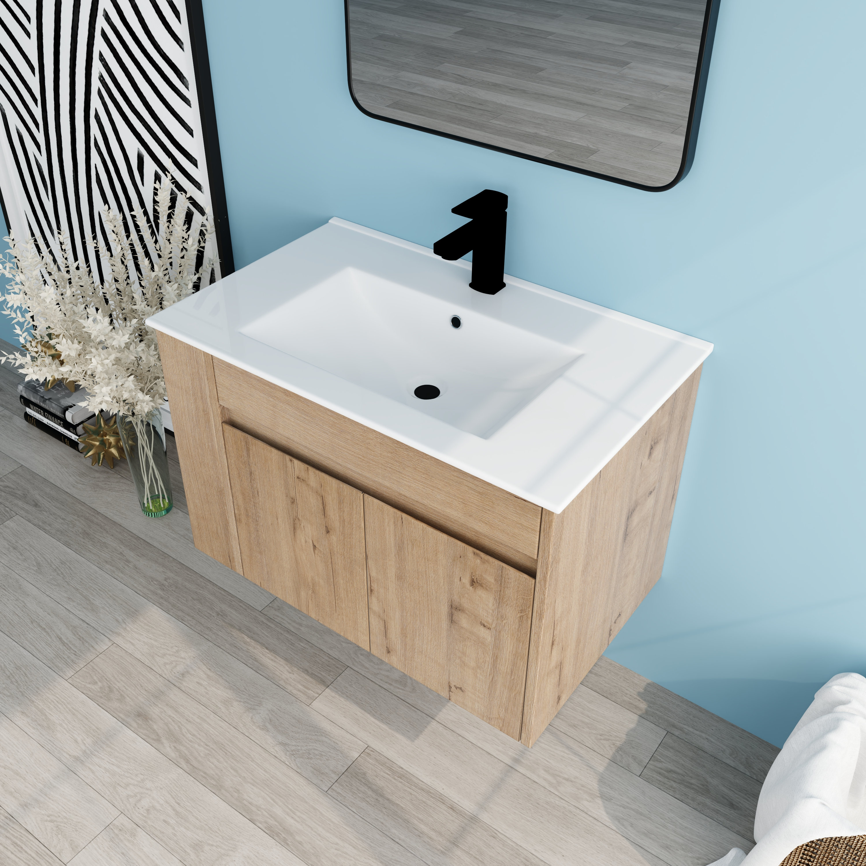 Ebern Designs Domenech 30'' Wall Mounted Single Bathroom Vanity