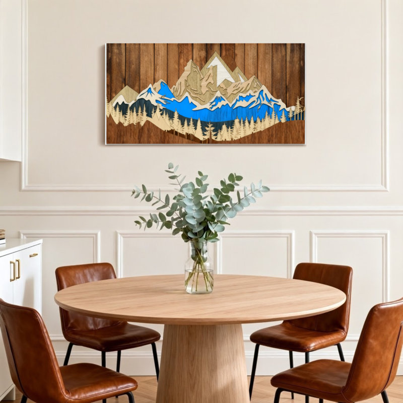 Landscape & Nature Mountain Range Forest Lake Scene Artwork, 24" H x 48" W