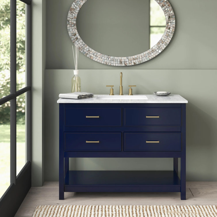 Sinclaire 42'' Single Bathroom Vanity with Engineered Marble Top