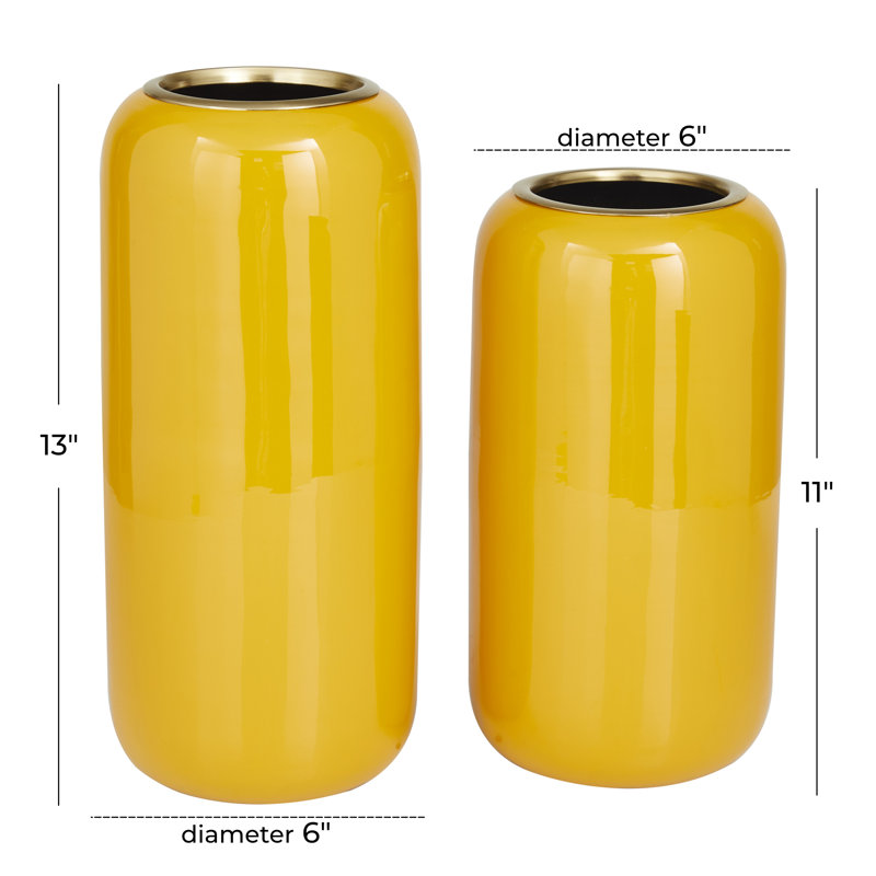 Vase en fer moderne Lusya Cole, Jaune