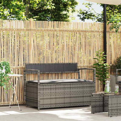 Banc de rangement pour patio avec coussin en rotin de polyester