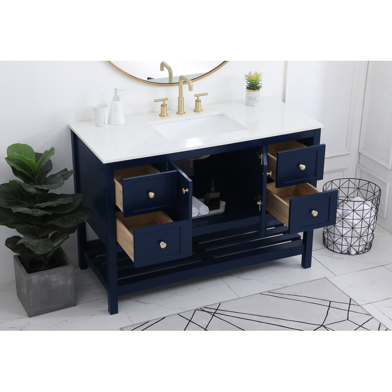 Krish 48'' Single Bathroom Vanity with Top, Blue