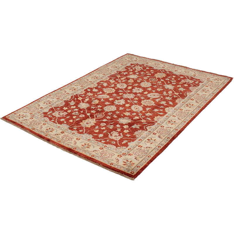 Tapis de salle de coton 6 pi 3 po x 9 pi 3 po chobi brun/beige one-of-kind à la main noué la 2010 Bhavik