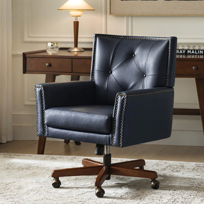 Chaise de bureau pivotante en cuir Meroy