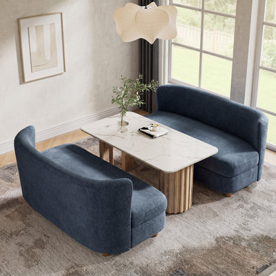Akron Greigh 63"W Modern Upholstered Boucle Curved Loveseat Sofa(Set Of 2)