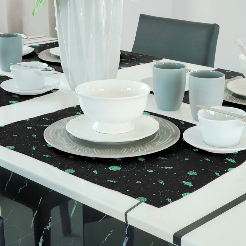 Napperon en coton 18 po Outer Space, Noir / Vert