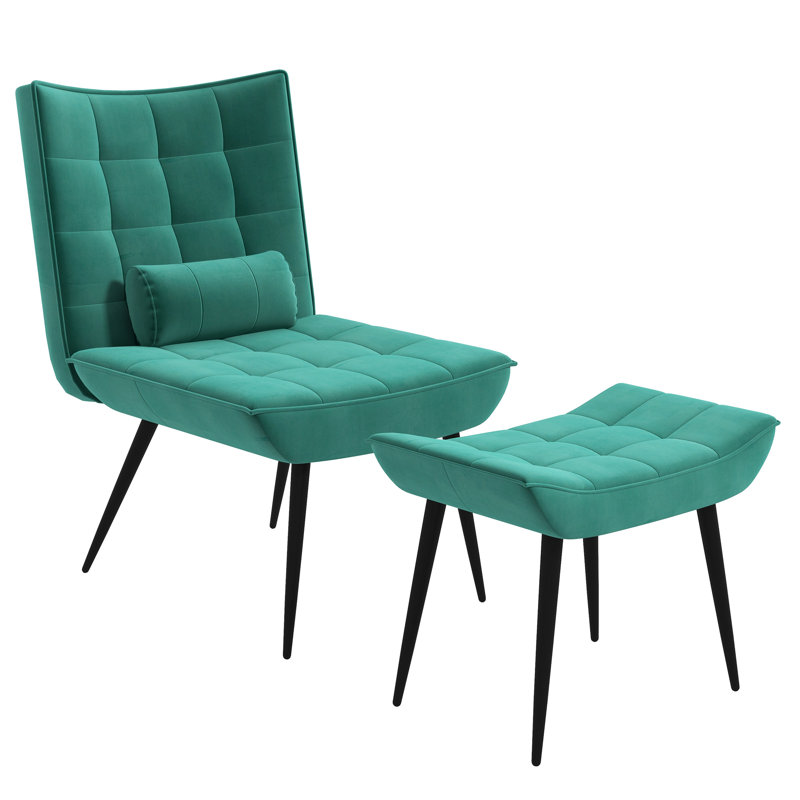 Krystal Accent Chair with Footstool, Green