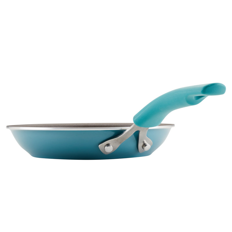 Turquoise Aluminum Nonstick 8.5-Inch Frying Pan with Silicone Handle