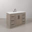 Hugo 48 In. Single Sink Carrara White Marble Countertop Vanity In Grey Oak With Hook Faucet-1724303641