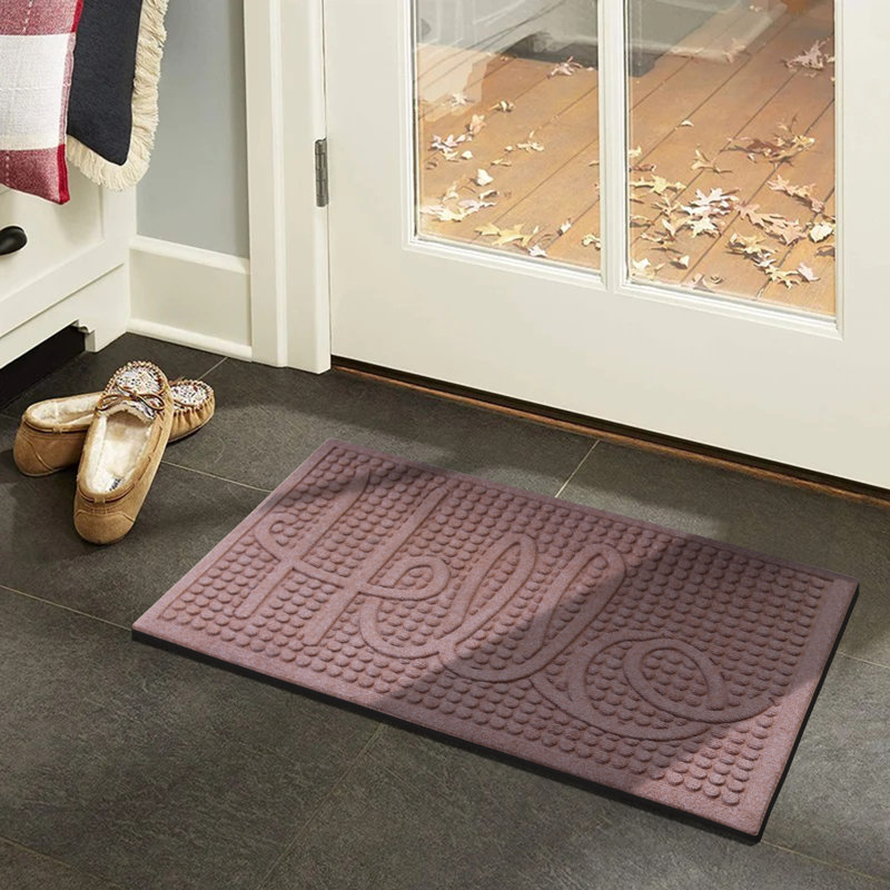 Paillasson intérieur antidérapant 36 po x 24 po Dionysius Hello Eco-Poly, Brun pâle