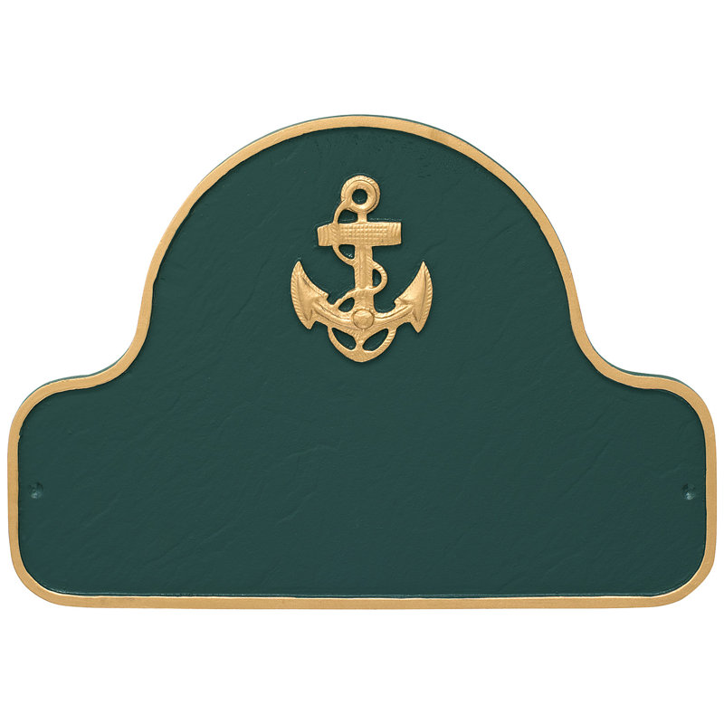 Plaque d'adresse Anchor Arch, Vert chasseur / Or, Oui
