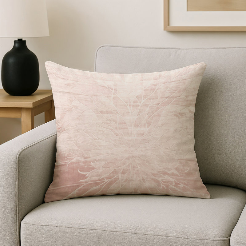 Coussin décoratif intérieur et extérieur Modern, Beige / abstrait 2, Carré 18 po