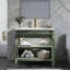 Lavabo de salle de bain Mid-Century, verre antique, éclairage à mouvement automatique, lavabo intégré de 36 pouces avec lumières à capteur intégré et base imperméable