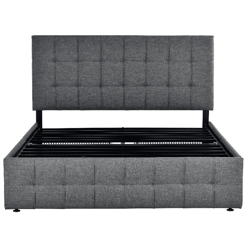 Lucienne Upholstered Twill Drawers Bed with Mattress