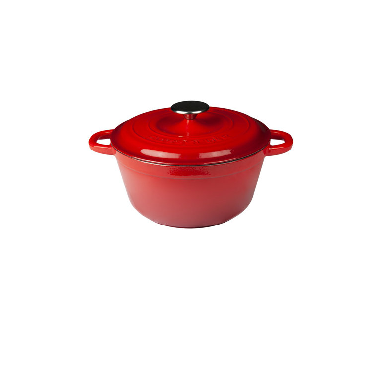 Red 11 Inch 4.5 Qt. Shallow Cast Iron Pot - Turgla Home